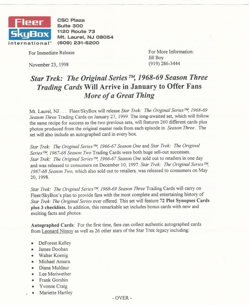 TOS Season 3 Press Release