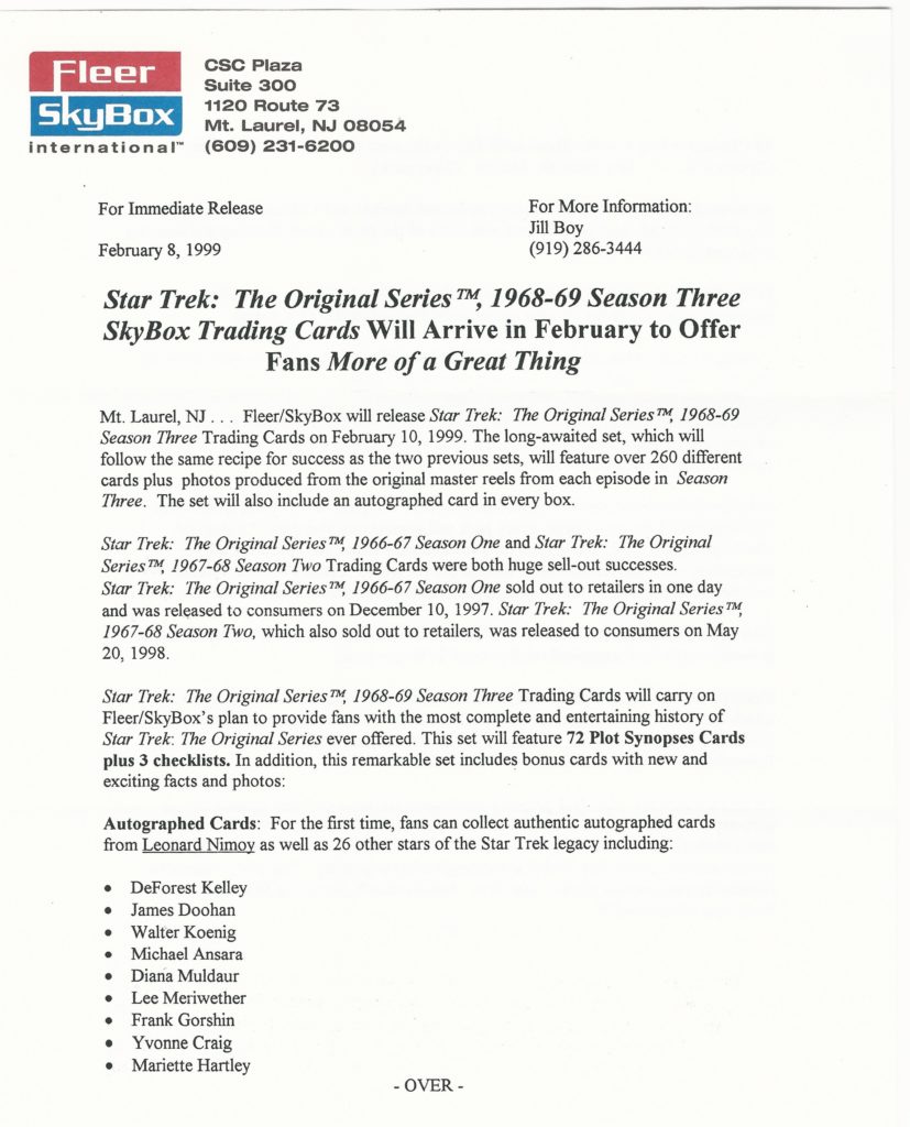 TOS Season 3 Press Release