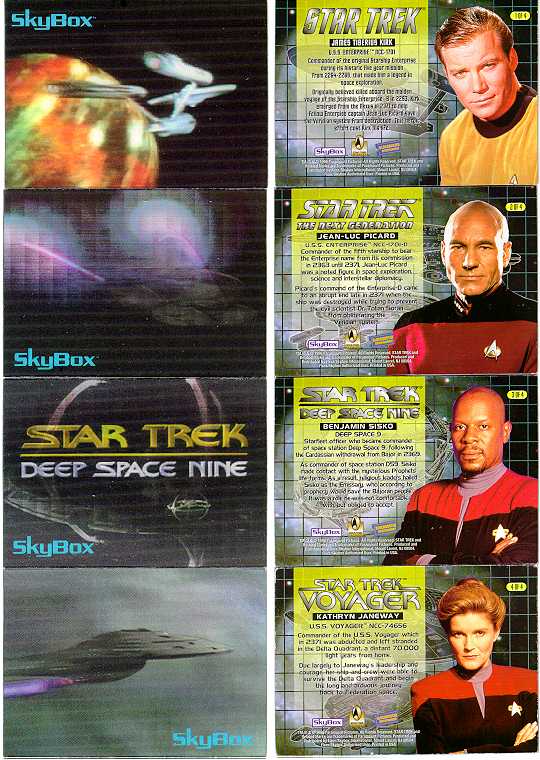 STAR TREK  SKYMOTION  4 CARD SET  ISSUED  BY  SKYBOX & BLOCKBUSTER ENTERTAINMENT 