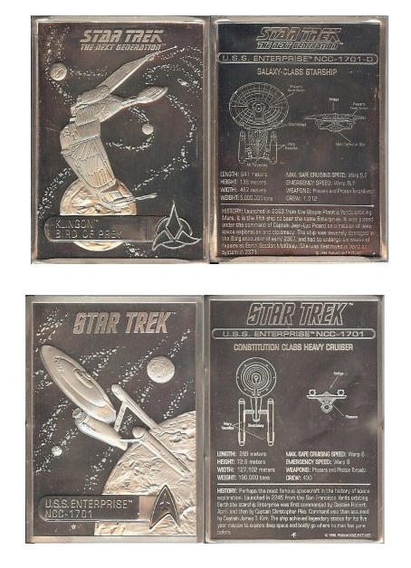 Hamilton Collectibles Star Trek Pewter TNG Unreleased BOP card and Error TOS Enterprise Card